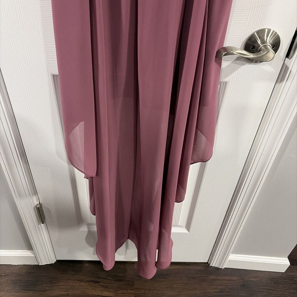 Satin Hi Low Formal Dress Dark Mauve Bodice Romantic Evening Party Elegant Size2 - Picture 7 of 8